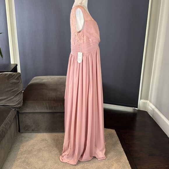 Women’s Pink Chiffon Full Length Mother of Bride Bridesmaid Formal Dress 16 NWT - Picture 3 of 11